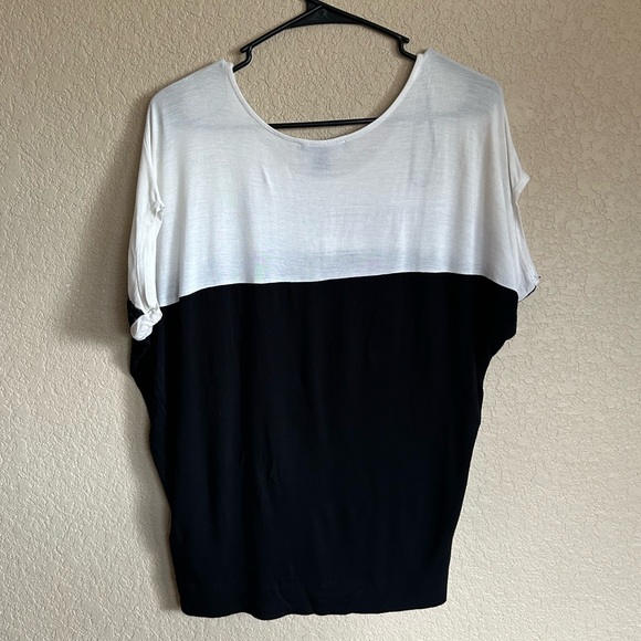 White and Black with Lace Tee Shirt, Size Small - Picture 3 of 8